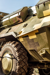 Wall Mural - Elements of military equipment, military camouflage. Infantry fighting vehicle .