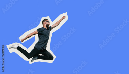Crazy hipster man emotions Tableau sur Toile