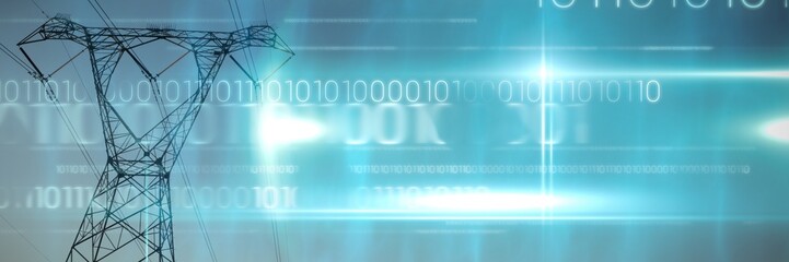 Wall Mural - composite image of blue technology design with binary code