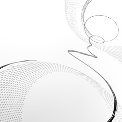 Poster - Black and white abstraction with thin spiral line. Minimal BW vector graphics