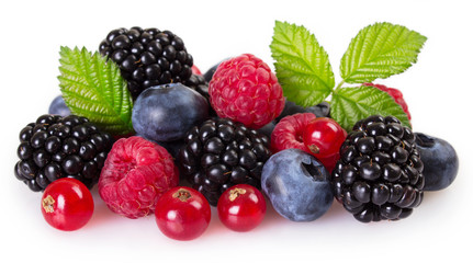 Sticker - Fresh berries on white background