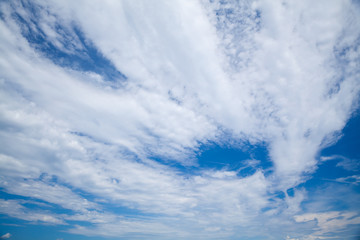 Blue cloudy sky background photo, clouds pattern