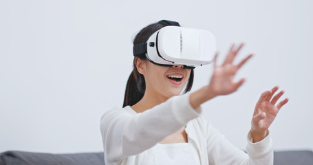 Poster - Woman play with VR device at home