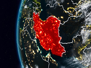 Wall Mural - Iran from space during night