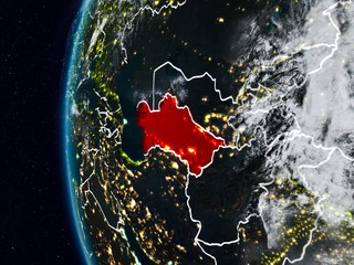 Turkmenistan from space during night