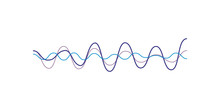 Blue Sound Wave, Audio Digital Equalizer Technology, Musical Pulse Vector Illustration On A White Background