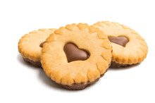 Biscuits With Chocolate Heart Isolated
