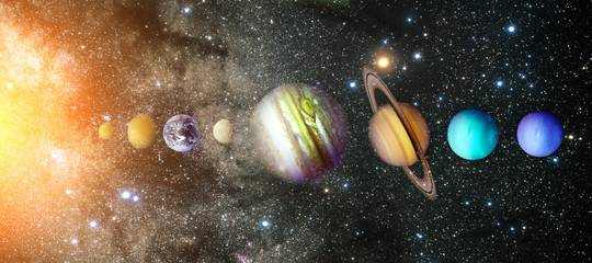 Wall Mural - planets of the solar system. sun, mercury, venus, earth, mars, jupiter, saturn, uranus, neptune. gal