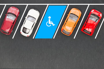 Top view of parking for the disabled