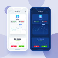 Wall Mural - cryptocurrencies trading, and exchange ui or ux concept for mobile apps.