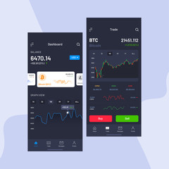 Wall Mural - cryptocurrencies trading, and exchange ui or ux concept for mobile apps.
