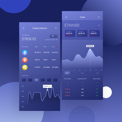 Wall Mural - cryptocurrencies trading, and exchange ui or ux concept for mobile apps.