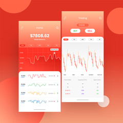 Wall Mural - cryptocurrencies trading, and exchange ui or ux concept for mobile apps.