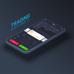 Wall Mural - Cryptocurrencies trading, and exchange UI or UX concept for Mobile Apps.