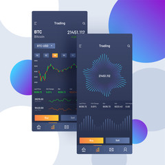 Wall Mural - cryptocurrencies trading, and exchange ui or ux concept for mobile apps.
