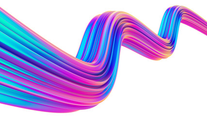 Wall Mural - Holographic wavy twisted shape trendy design element for Christmas backgrounds