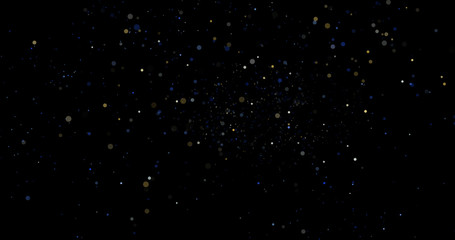 Wall Mural - Flying dust particles on a black background