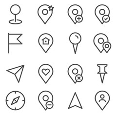 Poster - Line Maps and Location - Icon collection set