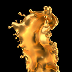  Splash gold. 3d illustration, 3d rendering.