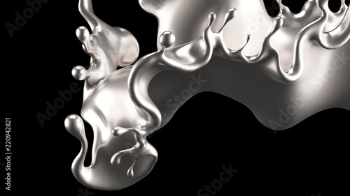 splash-srebrny-3d-ilustracja-3d-rendering