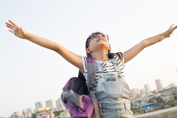 Back to school concept, happy school girl, kids learning and education