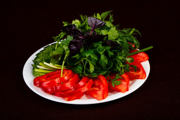 Vegetables and herbs plate