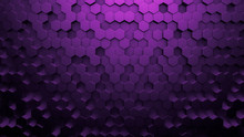 Purple Black Metallic Background With Hexagons. 3d Illustration, 3d Rendering.