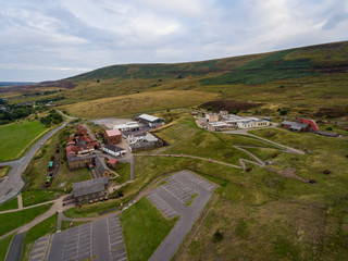 Wall Mural - An aerial view of an Old Coal Mine Pit Yard on overcast Day, Blaenavon, Wales