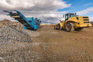 Wall Mural - Gravel stone transformation plant with heavy machinery