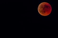 Moon Eclipse, Red Full Moon, At Caceres, Spain