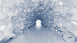 Fototapeta Perspektywa 3d - White tunnel and light. 3d illustration, 3d rendering.