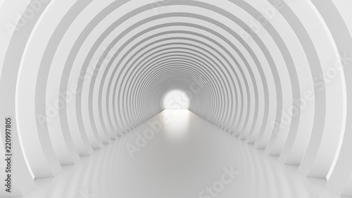 Obraz tunel 3d  bialy-tunel-i-swiatlo-ilustracja-renderowanie-3d