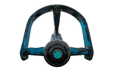 Wall Mural - black and blue aircraft alien space ship exploring around