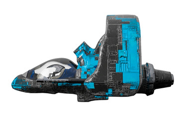 Wall Mural - black and blue aircraft alien space ship exploring around