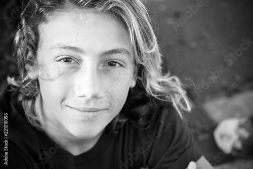 Beautiful Young Boy Male Teenager Black And Wuite Portrait While