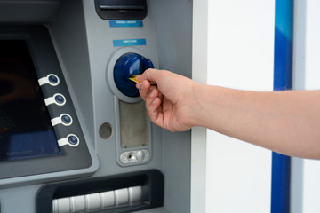 Wall Mural - woman take money of atm