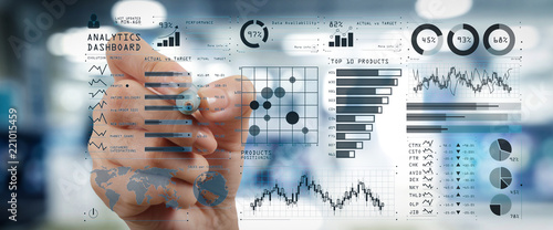 Cuadros en Lienzo Intelligence (BI) and business analytics (BA) with key performance indicators (KPI) dashboard concept