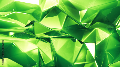 Cuadros en Lienzo Green crystal background with triangles