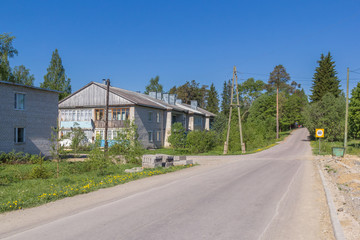 Wall Mural - View of the street in the village of Ruskeala