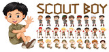 Fototapeta  - A set of scout boy character