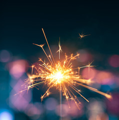 Wall Mural - Burning sparkler with blurred background