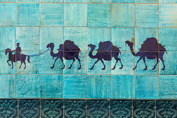 Historic buildings at Itchan Kala fortress in the historic center of Khiva. UNESCO world heritage site in Uzbekistan, Central Asia