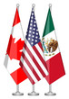 United States, Canada,and Mexico Flags, conceptual image for Nafta agreement