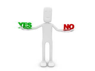 man keeps the words yes and no