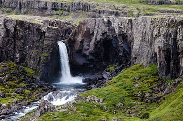 Wall Mural - Small Waterfall - Seydisfjordur, Iceland