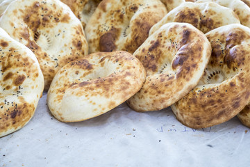 Wall Mural - Traditional uzbekistan bread lavash at local bazaar, is a soft flat-bread of Middle Asia (Uzbekistan).