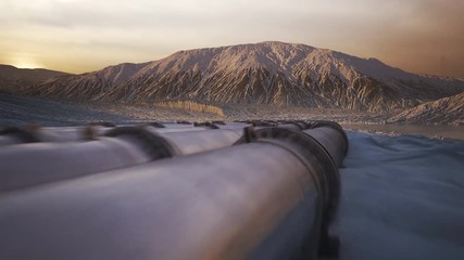 Wall Mural - Pipeline in the mountain valley. Gas or crude oil transportation system. 4K HD