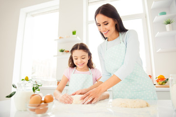 Poster - Low angle view of adorable caucasian charming mum and her cute l