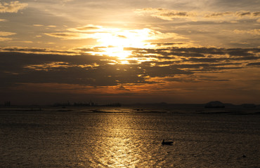 Wall Mural - Colorful of sunset on sea scape background