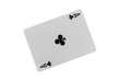 Playing cards, ace of clubs isolated on white background with clipping path